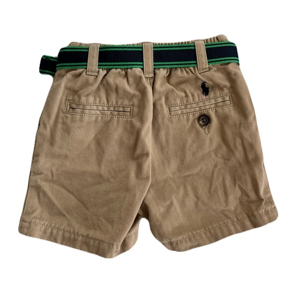 Ralph Lauren Tan Kids Shorts with Green Belt - Picture 2 of 3